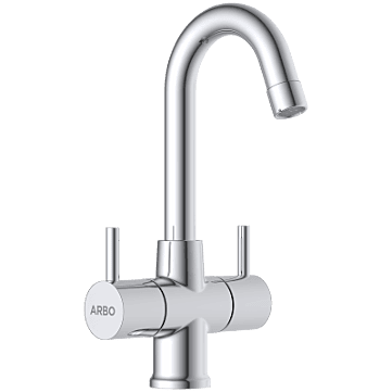 Lexus Center Hole Basin Mixer With Swinging Spout With Braided Hoses (Table Mounted Model)