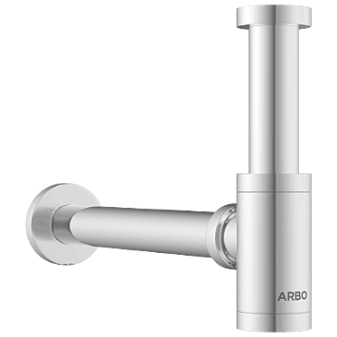 Brass Round Bottle Trap With Long Wall Connection Pipe & Wall Flange