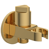 AC-GG-34 Wall Outlet With Shower Hook & Shutoff Valve (Glossy Gold)