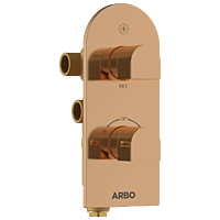 DVT-RG-5610 2 Inlet 3 Outlet Thermostatic Diverter Body With Upper Part Set (Rose Gold)