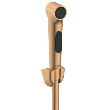 HF-RG-15 ABS Round Health Faucet With Hook & 1.2 Mtr. S.S. Tube (Rose Gold)