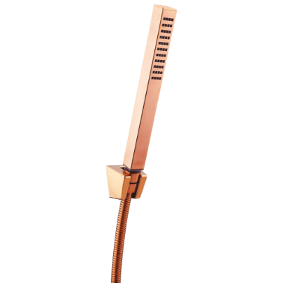 HS-RG-06 Single Function Square Hand Shower With Hook & 1.2 Mtr. S.S. Tube (Rose Gold Finish)