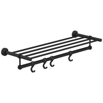 LE-MB-01 Towel Rack With Towel Holder & Hook (Matt Black)