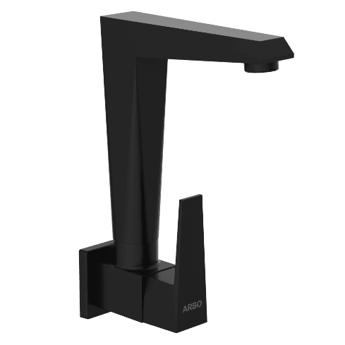 LV-MB-2008 Sink Cock With Swinging Spout With Wall Flange (Wall Mounted Model) (Matt Black)
