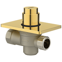 MP-GG-5216 Metropole Forged Brass WC Flush Valve 25mm (1" Inch) With Exposed Shut Off Provision & Square Plate (Glossy Gold)