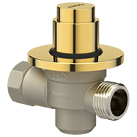MP-GG-5220 Metropole Forged Brass WC Flush Valve 32mm (1.25" Inch) With Exposed Shut Off Provision & Round Plate (Glossy Gold)
