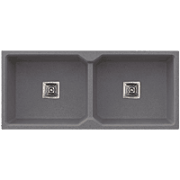 QS-74 Double Bowl Kitchen Sink 37" x 18" x 10" Inch Quartz Grey