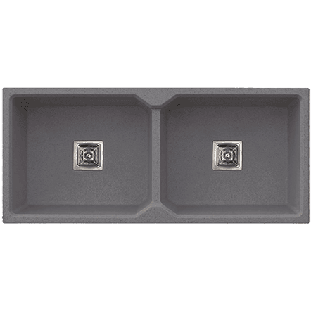 QS-74 Double Bowl Kitchen Sink 37" x 18" x 10" Inch Quartz Grey