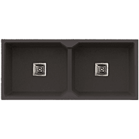 QS-75 Double Bowl Kitchen Sink 37" x 18" x 10" Inch Quartz Black