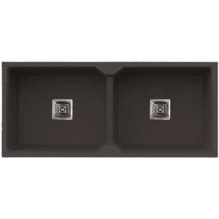 QS-75 Double Bowl Kitchen Sink 37" x 18" x 10" Inch Quartz Black