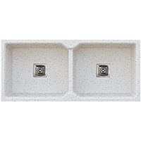 QS-77 Double Bowl Kitchen Sink 37" x 18" x 10" Inch Quartz Snow Sand