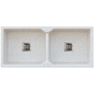 QS-77 Double Bowl Kitchen Sink 37" x 18" x 10" Inch Quartz Snow Sand