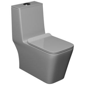 OPC-EG-29211PP Emporio Grey Lavish Siphonic One Piece Closet S Trap (9" Inch) With Soft Close Seat Cover With Hinges, Fixing Accessories Set and Accessories Set, Cistern Fittings