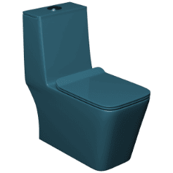 OPC-LU-29211PP Luxe Blue Lavish Siphonic One Piece Closet S Trap (9" Inch) With Soft Close Seat Cover With Hinges, Fixing Accessories Set and Accessories Set, Cistern Fittings