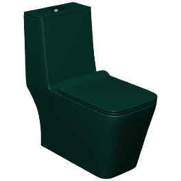 OPC-PG-29211PP Peacock Green Lavish Siphonic One Piece Closet S Trap (9" Inch) With Soft Close Seat Cover With Hinges, Fixing Accessories Set and Accessories Set, Cistern Fittings