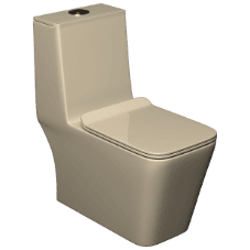 OPC-SB-29211PP Saint Beige Lavish Siphonic One Piece Closet S Trap (9" Inch) With Soft Close Seat Cover With Hinges, Fixing Accessories Set and Accessories Set, Cistern Fittings