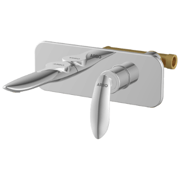 Kia Concealed Body For Single Lever Basin Mixer Wall Mounted With Exposed Part Kit, Consisting Of Operative Lever, Basin Spout & Wall Flange