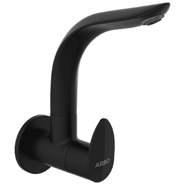 KA-MB-3108 Sink Cock With Swinging Spout With Wall Flange (Wall Mounted Model) (Matt Black)