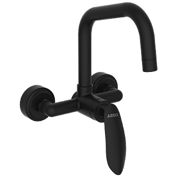 KA-MB-3143 Single Lever Sink Mixer With Swinging Spout With Connecting Legs With Wall Flange (Wall Mounted Model) (Matt Black)