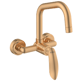 KA-RG-3143 Single Lever Sink Mixer With Swinging Spout With Connecting Legs With Wall Flange (Wall Mounted Model) (Rose Gold)