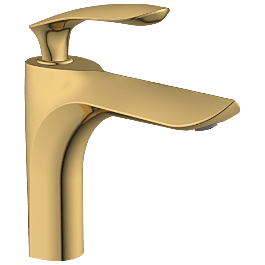 KA-GG-3127 Single Lever Basin Mixer With Braided Hoses (Table Mounted Model) (Gold)