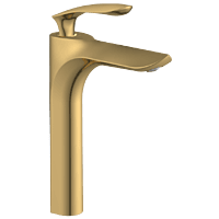 KA-GG-3128 Single Lever Tall Basin Mixer With Braided Hoses (Table Mounted Model) (Gold)