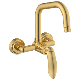 KA-GG-3143 Single Lever Sink Mixer With Swinging Spout With Connecting Legs With Wall Flange (Wall Mounted Model) (Gold)