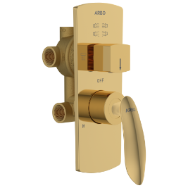 KA-GG-3153 2 Inlet 3 Outlet High Flow Diverter Body With Upper Part Set (Gold)