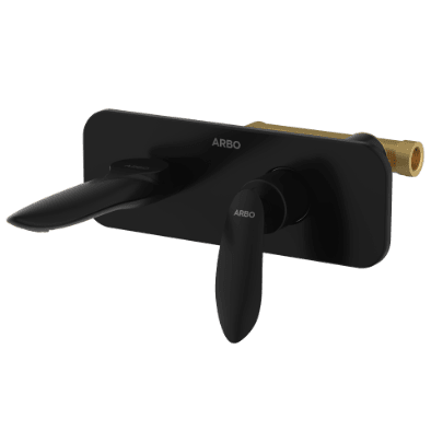 KA-MB-3129 Concealed Body For Single Lever Basin Mixer Wall Mounted With Exposed Part Kit, Consisting Of Operative Lever, Basin Spout & Wall Flange (Matt Black)