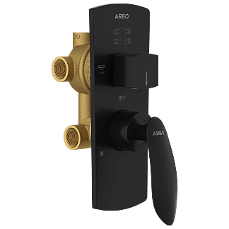 KA-MB-3153 2 Inlet 3 Outlet High Flow Diverter Body With Upper Part Set (Matt Black)