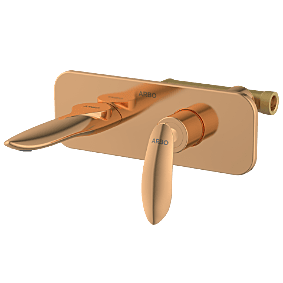 KA-RG-3129 Concealed Body For Single Lever Basin Mixer Wall Mounted With Exposed Part Kit, Consisting Of Operative Lever, Basin Spout & Wall Flange (Rose Gold)