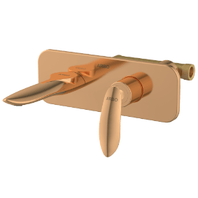 KA-RG-3129 Concealed Body For Single Lever Basin Mixer Wall Mounted With Exposed Part Kit, Consisting Of Operative Lever, Basin Spout & Wall Flange (Rose Gold)