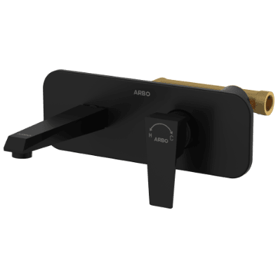 LV-MB-2029 Concealed Body For Single Lever Basin Mixer Wall Mounted With Exposed Part Kit, Consisting Of Operative Lever, Basin Spout & Wall Flange (Matt Black)