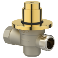 MP-GG-5219 Metropole Forged Brass WC Flush Valve 25mm (1" Inch) With Exposed Shut Off Provision & Round Plate (Glossy Gold)