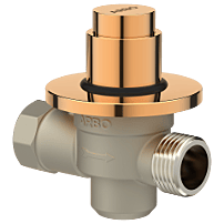 MP-RG-5219 Metropole Forged Brass WC Flush Valve 25mm (1" Inch) With Exposed Shut Off Provision & Round Plate (Rose Gold)