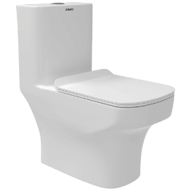 OPC-30211UF Lavish Siphonic One Piece Closet S Trap (9" Inch) With UF Soft Close Seat Cover With Hinges, Fixing Accessories Set and Accessories Set, Cistern Fittings