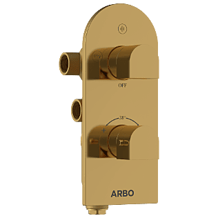 DVT-GG-5610 2 Inlet 3 Outlet Thermostatic Diverter Body With Upper Part Set (Glossy Gold)