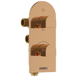 DVT-RG-5610 2 Inlet 3 Outlet Thermostatic Diverter Body With Upper Part Set (Rose Gold)