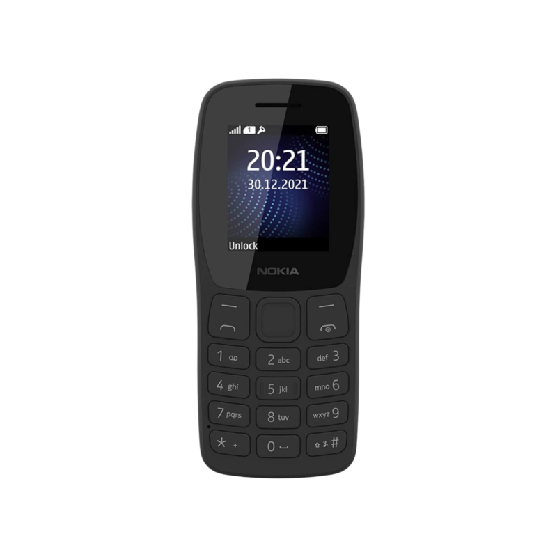 Nokia 105 Single Sim (Black) with charger