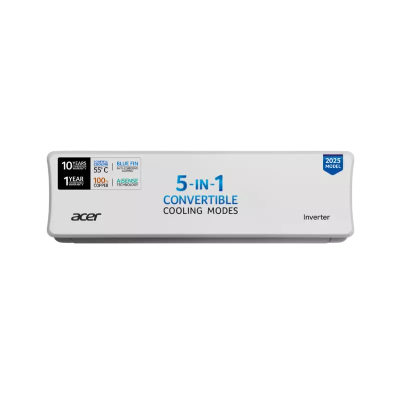 Acer 1.5 Ton 3 Star Smart Split AC (Copper, 5 in 1 Convertible, Anti-Bacterial PM 1.0 Filter, Cools at 55 degree Celsius Temp, 10 Mtrs Long Air Throw, 2025 Model), AR15AS3IO1HLE25