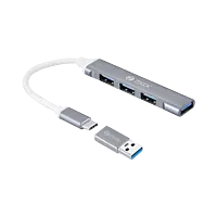 Zoook Type c to USB 3.0 hub/4 port/1 USB 3.0 port/3 USB 2.0 port/Free usb convertor/ iU43 USB Hub (Grey)
