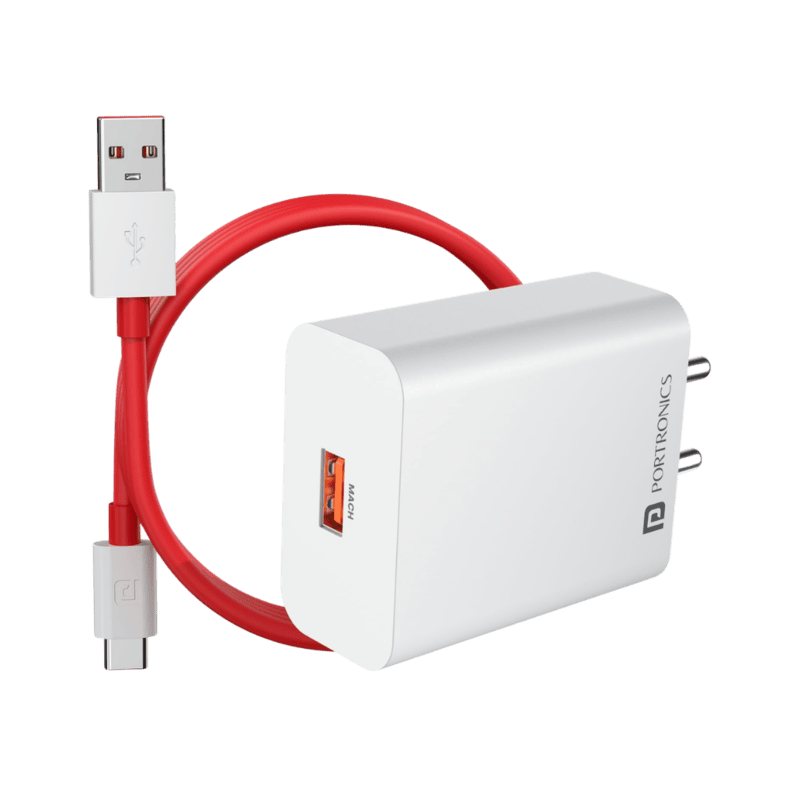 Portronics Adapto 30V USB-A Fast Charging Adaptor (White) (30W Max Output)  Fast Charging Protocols