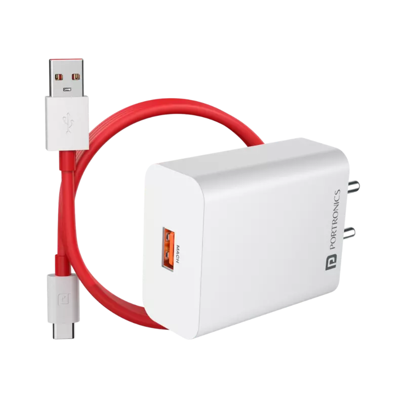 Portronics Adapto 30V USB-A Fast Charging Adaptor (White) (30W Max Output) Fast Charging Protocols