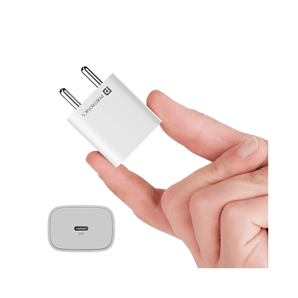 Portronics Adapto 25 Plus 25W Type C PD  (White)Superfast Slim Mobile Charging Adaptor,GaN Technology