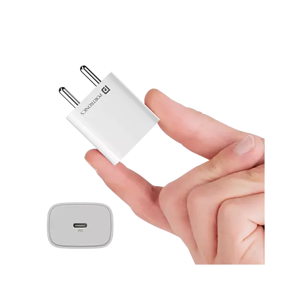 Portronics Adapto 25 Plus 25W Type C PD (White)Superfast Slim Mobile Charging Adaptor,GaN Technology