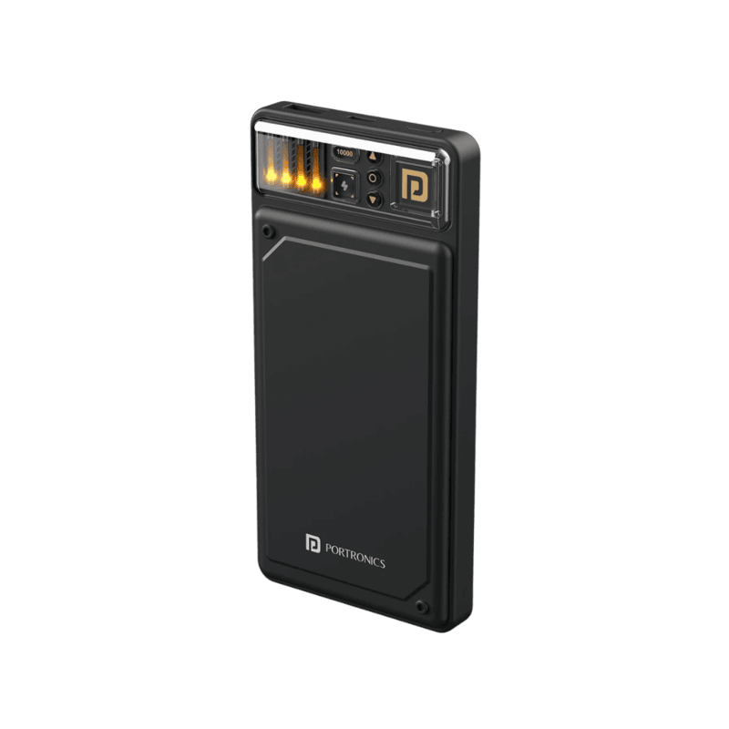 Portronics Luxcell C 10K mAh 22.5W Fast Charging Power Bank, Ultra Slim Power Bank with Mach USB-A Output, Type C PD Output, Type C Input, LED Indicator, Wake Up Button (Black)