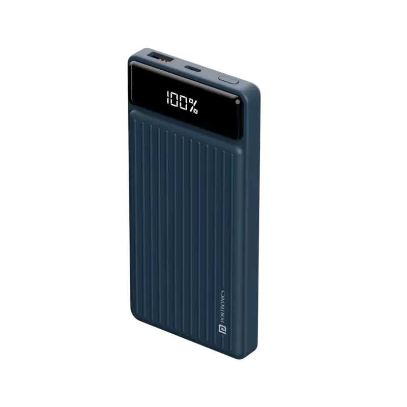 Portronics Luxcell B 10K (Dark Blue)mAh 22.5W Fast Charging Power Bank, Ultra Slim Power Bank with Mach USB-A Output, Type C PD Output, Type C Input, Wake Up Button