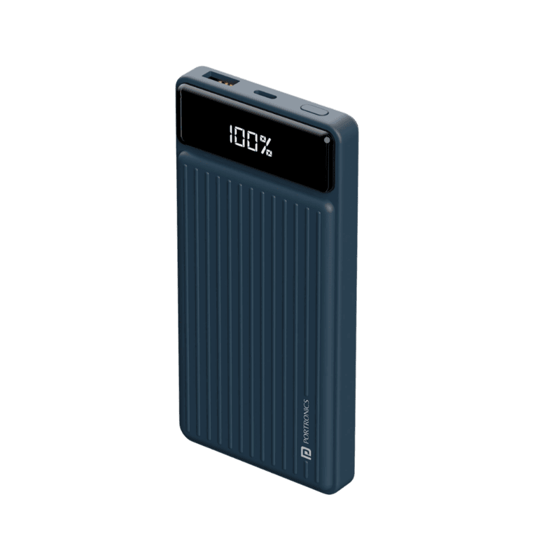 Portronics Luxcell B 10K (Dark Blue)mAh 22.5W Fast Charging Power Bank, Ultra Slim Power Bank with Mach USB-A Output, Type C PD Output, Type C Input, Wake Up Button