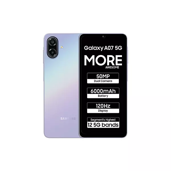 Samsung Galaxy A07 5G Smartphone (Light Voilet, 6GB RAM, 128GB Storage)