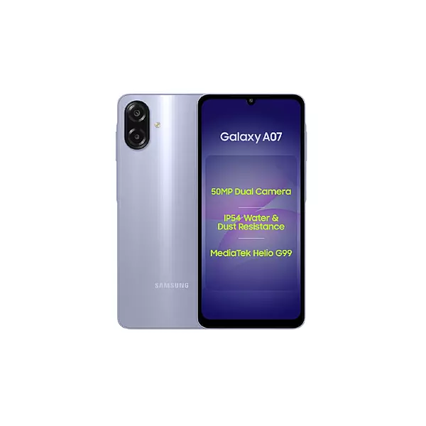 Samsung Galaxy A07 4G Smartphone (Light Voilet, 4GB RAM, 64GB Storage)